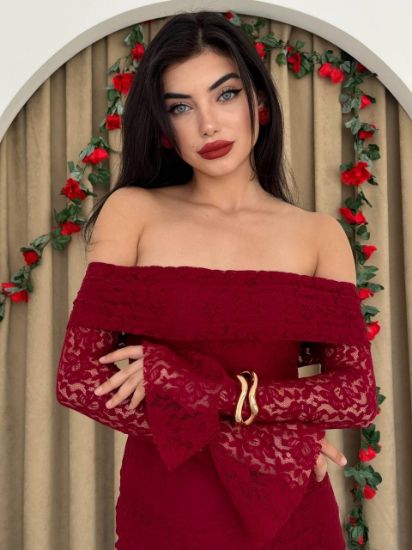 Arya Straplez Dantel Elbise resmi